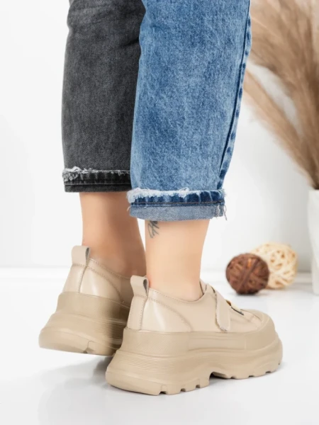 Pantofi Sport Dama din piele naturala 6806 CREAM | ADVANCER