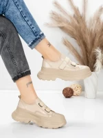 Pantofi Sport Dama din piele naturala 6806 CREAM | ADVANCER