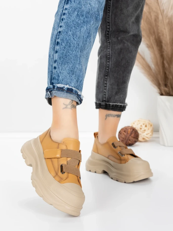 Pantofi Sport Dama din piele naturala 6806 YELLOW | ADVANCER