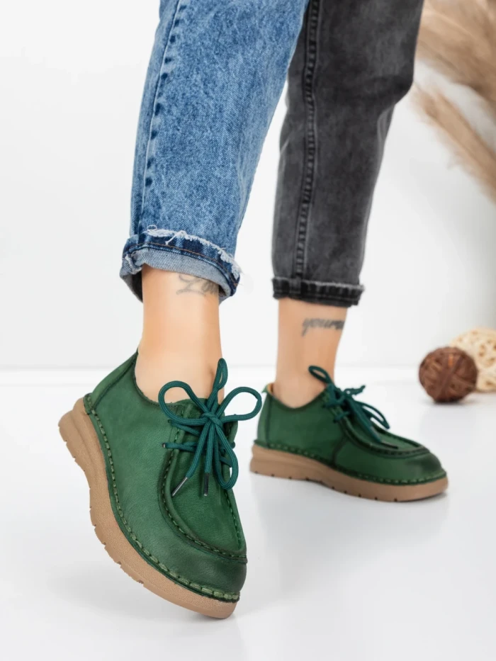 Pantofi Casual Dama din piele naturala 8887 GREEN | FORMATIONE
