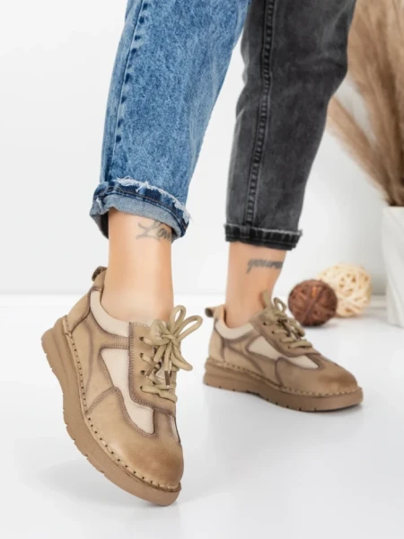 Pantofi Casual Dama din piele naturala 886 CREAM | FRANCO GERARDO