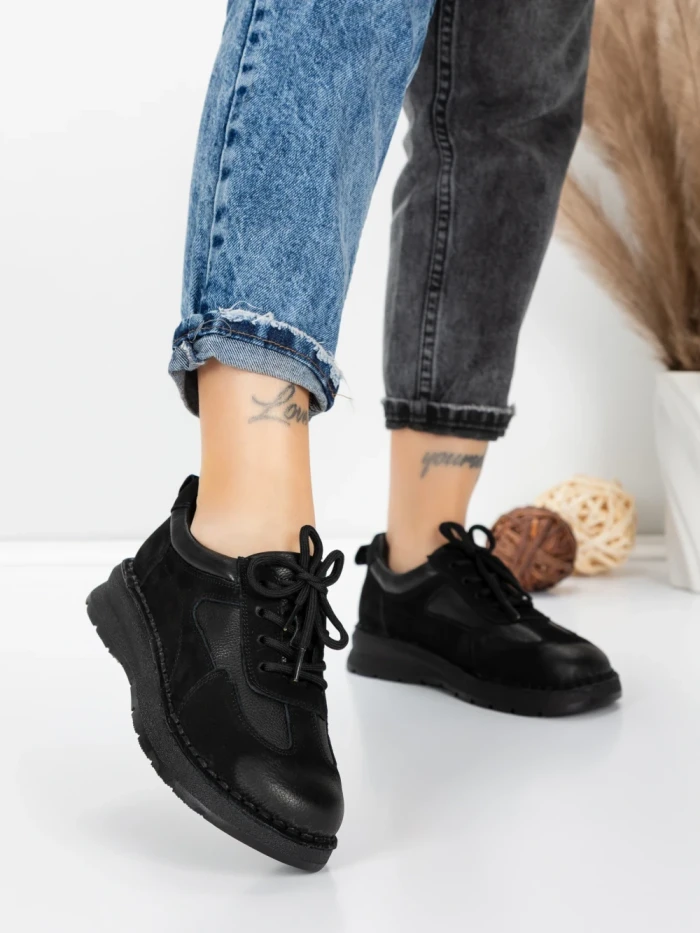 Pantofi Casual Dama din piele naturala 886 BLACK | FRANCO GERARDO