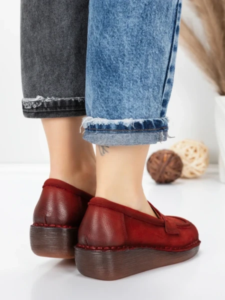 Pantofi Casual Dama din piele naturala 2557 RED | FORMATIONE