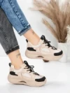 Pantofi Sport Dama din piele naturala 2576 CREAM-BLACK | ADVANCER