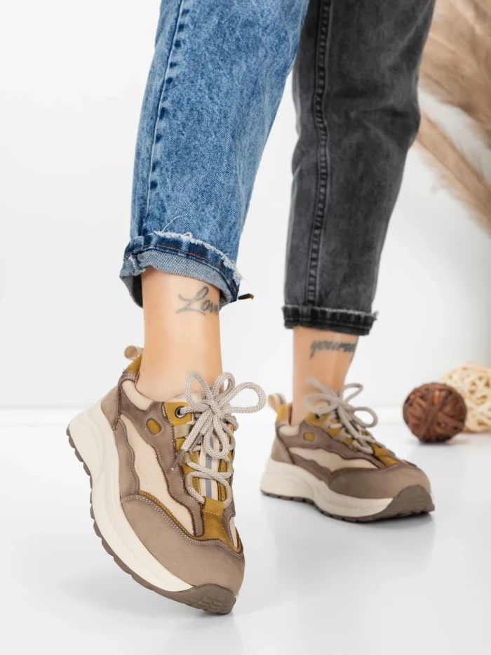 Pantofi Sport Dama din piele naturala 773 YELLOW | FRANCO GERARDO