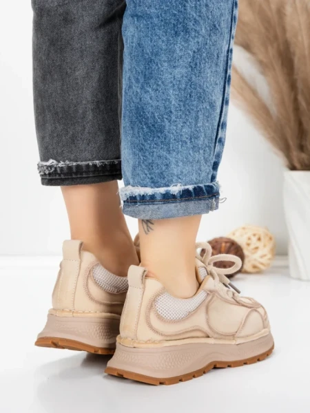 Pantofi Sport Dama din piele naturala 10018 CREAM | FRANCO GERARDO