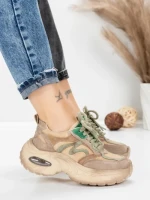 Pantofi Sport Dama din piele naturala HY2128 GREY-GREEN | FRANCO GERARDO