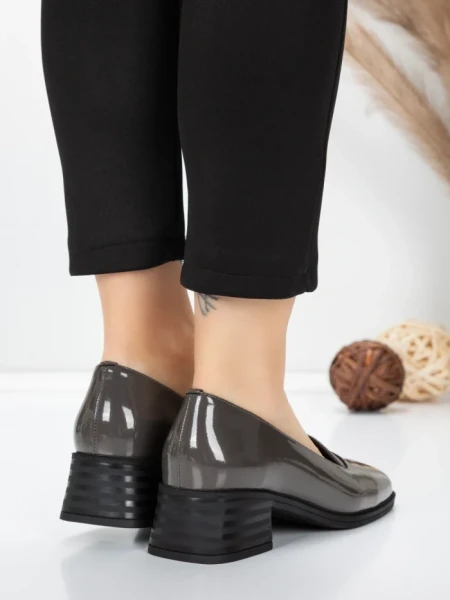 Pantofi cu toc din piele naturala 1355-10 GREY | ADVANCER