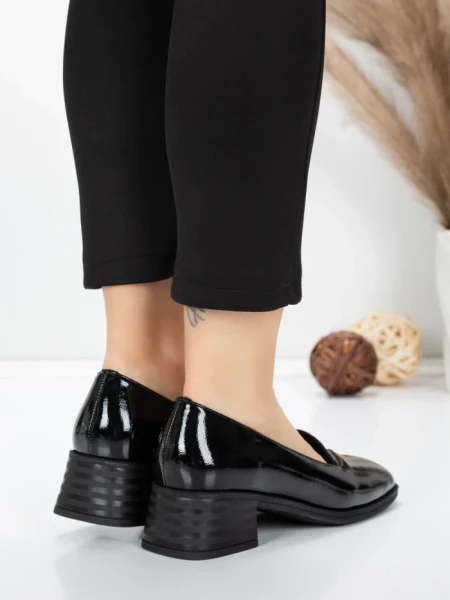Pantofi cu toc din piele naturala 1355-10 BLACK | ADVANCER
