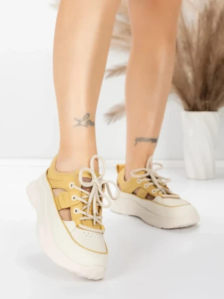 Pantofi Sport Dama din piele naturala 70136X YELLOW | ADVANCER