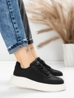 Pantofi Sport Dama din piele naturala FP26309 BLACK-WHITE | ADVANCER