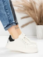 Pantofi Sport Dama din piele naturala FP26309 WHITE-BLACK | ADVANCER