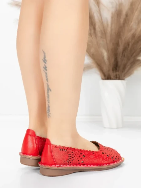Balerini Dama din piele naturala 355-2 RED | ADVANCER