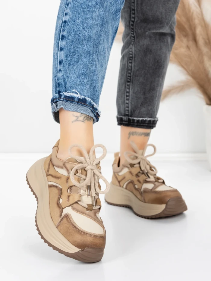 Pantofi Sport Dama din piele naturala 572105 APRICOT | FRANCO GERARDO