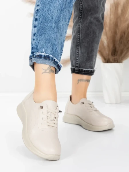 Pantofi Casual Dama din piele naturala 5712567 CREAM | ADVANCER