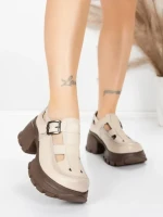 Pantofi Casual Dama din piele naturala 23282 CREAM | ADVANCER