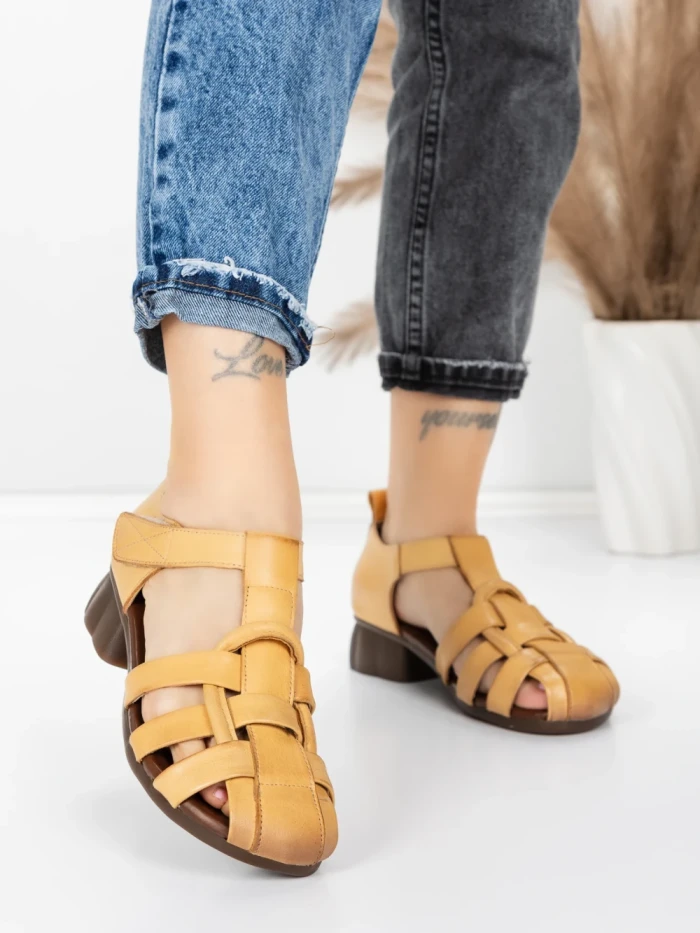 Sandale Dama din piele naturala 7983 YELLOW | ADVANCER