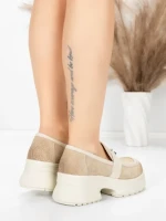 Pantofi Casual Dama din piele naturala 10827 CREAM | FORMAZIONE