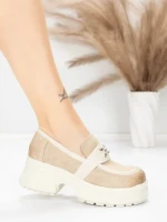 Pantofi Casual Dama din piele naturala 10827 CREAM | FORMAZIONE