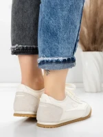 Pantofi Sport Dama din piele naturala KM0820 CREAM | ADVANCER