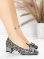 Pantofi cu toc din piele naturala 22163-90 GREY | ADVANCER