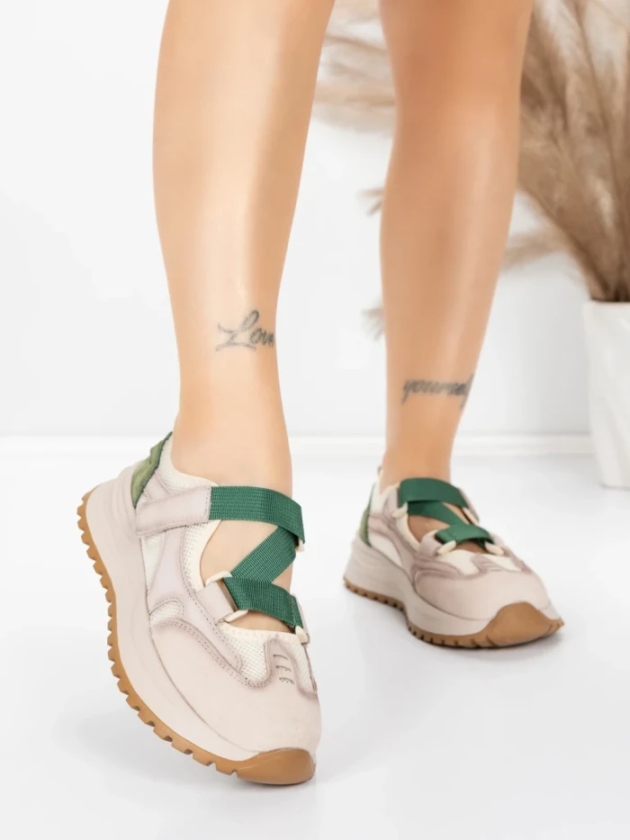 Pantofi Sport Dama din piele naturala KM3906 GREEN | ADVANCER