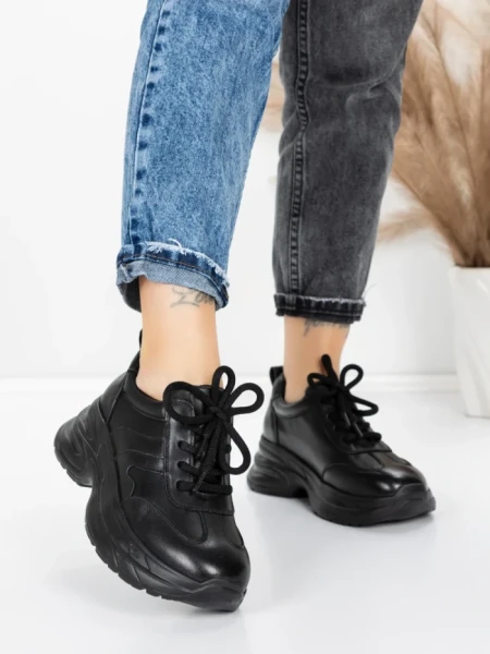 Pantofi Sport Dama din piele naturala 10785 BLACK | FRANCO GERARDO