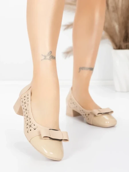 Pantofi cu toc din piele naturala 25876-13 APRICOT | ADVANCER
