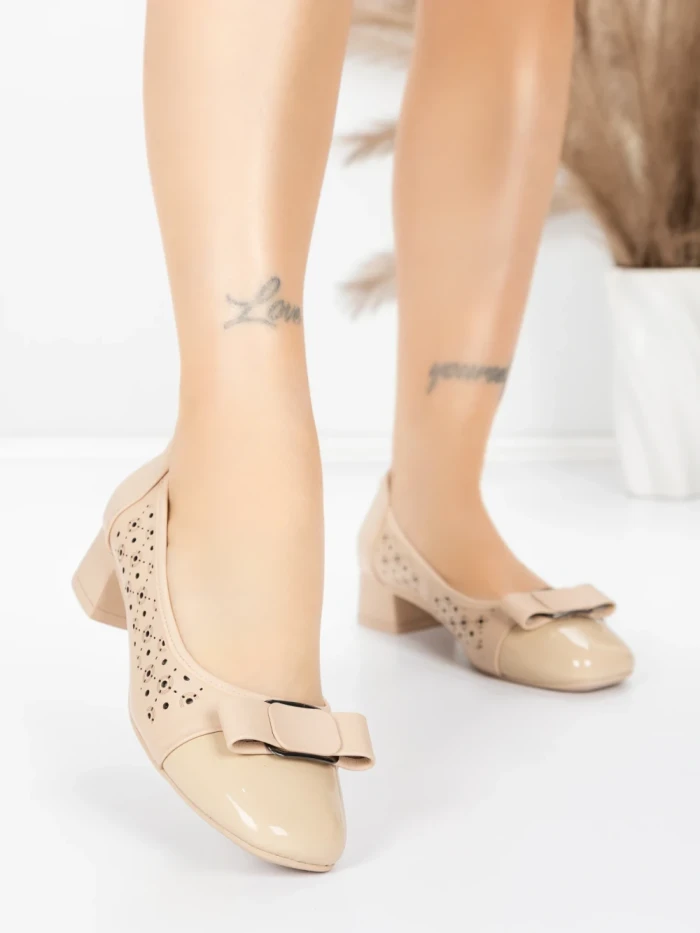 Pantofi cu toc din piele naturala 25876-13 APRICOT | ADVANCER