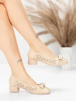 Pantofi cu toc din piele naturala 25876-13 APRICOT | ADVANCER