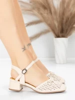 Sandale Dama din piele naturala 1215-1 CREAM | ADVANCER