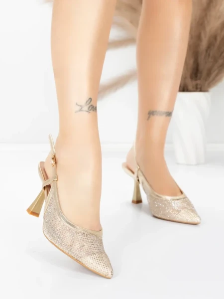 Pantofi Stiletto 5GZ85 LIGHT GOLD | MEI