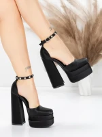 Pantofi cu Toc gros si Platforma 2SY12 BLACK | MEI