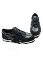 Pantofi Casual Barbati din piele naturala 528-77 BLUE-BLACK | ADVANCER