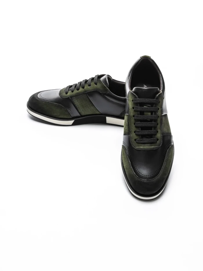 Pantofi Casual Barbati din piele naturala 528-77 GREEN-BLACK | ADVANCER