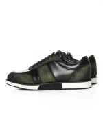 Pantofi Casual Barbati din piele naturala 528-77 GREEN-BLACK | ADVANCER