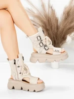 Sandale Dama din piele naturala 19633 CREAM | ADVANCER