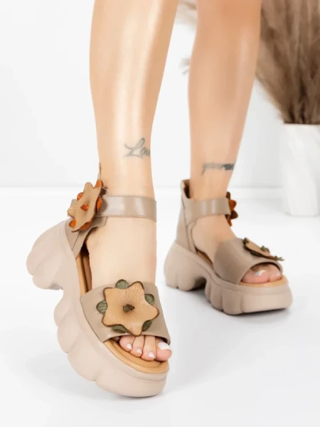Sandale Dama din piele naturala 18651 APRICOT | ADVANCER