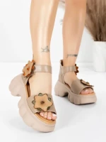 Sandale Dama din piele naturala 18651 APRICOT | ADVANCER