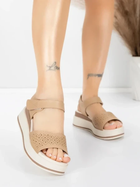 Sandale Dama din piele naturala 25069 APRICOT | ADVANCER