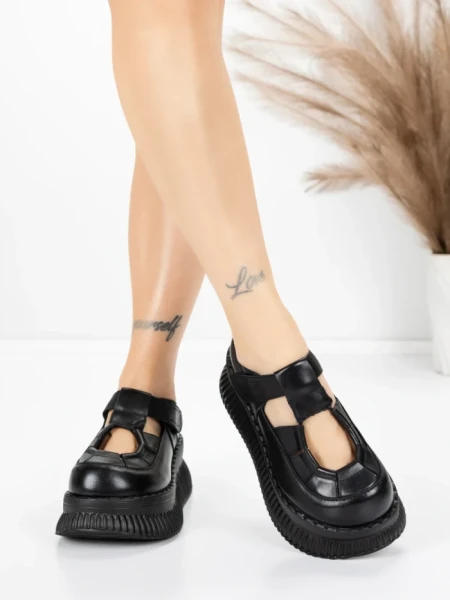 Pantofi Casual Dama din piele naturala 58588 BLACK | ADVANCER