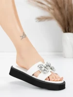 Papuci Dama din piele naturala 5SY33 WHITE | MEI