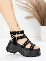 Sandale Dama cu Platforma 56WL31 BLACK | MEI