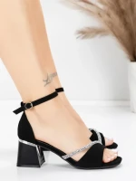 Sandale Dama cu Toc Gros 5JD8 BLACK | MEI