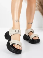 Sandale Dama cu Platforma 6818 Crem | Advancer » MeiMei.Ro