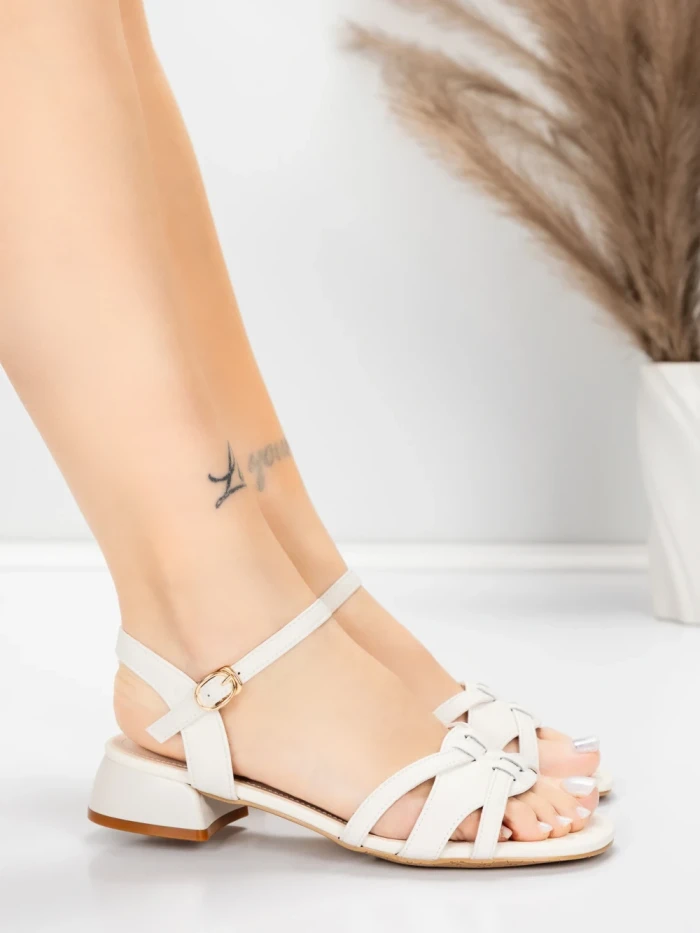 Sandale Dama cu Toc Gros 105 Crem | Advancer » MeiMei.Ro