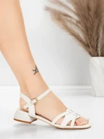 Sandale Dama cu Toc Gros 105 Crem | Advancer » MeiMei.Ro