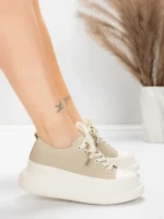 Pantofi Sport Dama din piele naturala 227802 Piersica |... » MeiMei.Ro