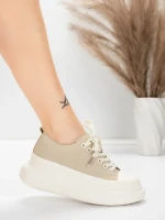 Pantofi Sport Dama din piele naturala 227802 Piersica |... » MeiMei.Ro