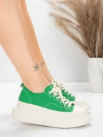 Pantofi Sport Dama din piele naturala 227802 Verde | Ad... » MeiMei.Ro